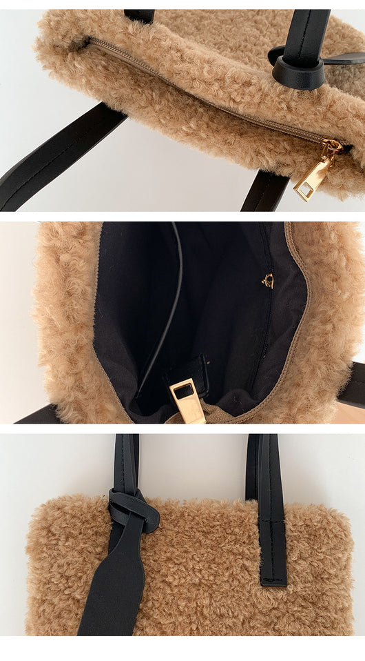 Bolso Peludo de Moda Colores Sólidos Adorable para Mujer - Image 13