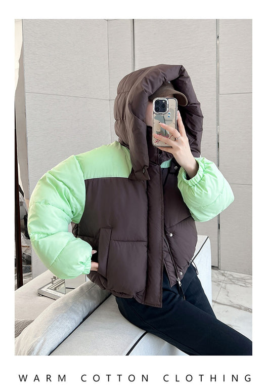 Chaqueta Corta de Algodón con Parches Contrastantes Gruesos para Mujer - Image 28