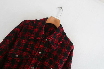 Chaqueta Camisa de Cuadros Roja para Mujer - Colección Mayorista - Image 12