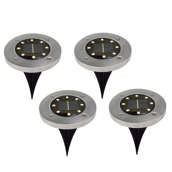 Lámpara Solar Subterránea 8 LED Acero Inoxidable para Jardín