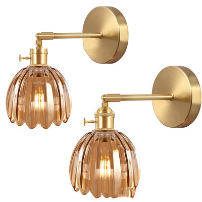 Lámpara Colgante Retro Japonesa Cobre y Vidrio Ámbar - Image 17
