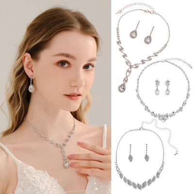 Conjunto de Aretes y Collar con Perlas y Cristales para Mujer - Image 56