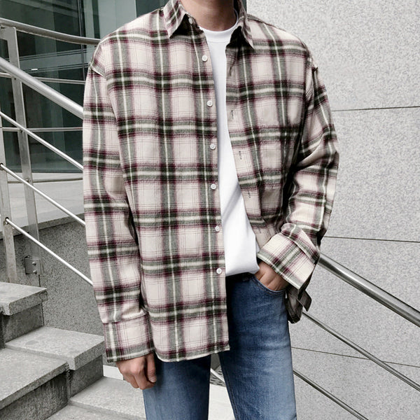 Camisa de Cuadros Manga Larga para Hombre - Estilo Otoño