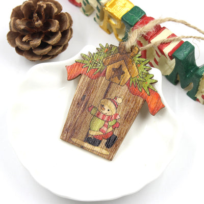 Adorno Navideño de Madera - Casa Creativa con Reno y Papá Noel - Image 5