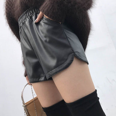 Pantalones de Piel Sintética Cintura Alta Pierna Ancha Casual - Image 2