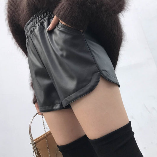 Pantalones de Piel Sintética Cintura Alta Pierna Ancha Casual - Image 2