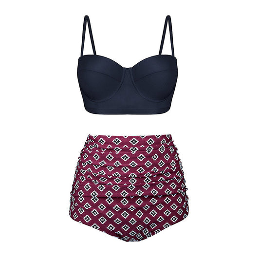 Bikini Retro Cintura Alta Flores Push Up Talla Grande Traje de Baño - Image 11