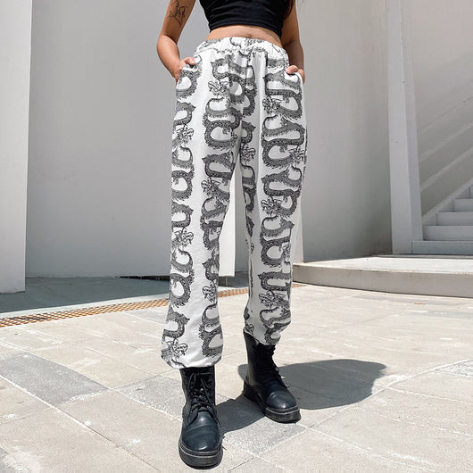 Pantalón Sudadera Estampado Dragón Cintura Alta - Image 11