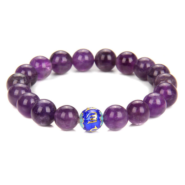 Pulsera de Piedra Ágata Multicolor con Cuentas de Esmalte para Hombre