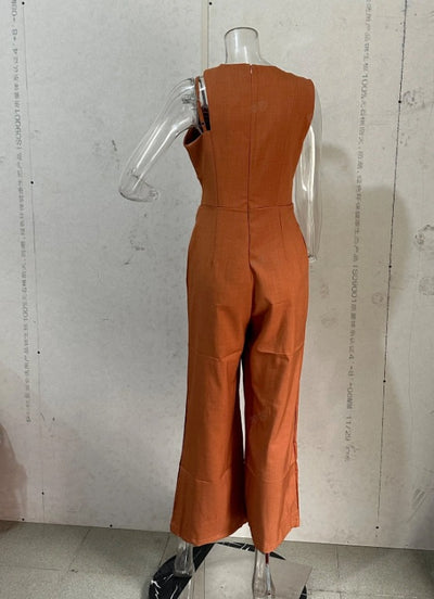 Jumpsuit Elegante de Cintura Alta con Cuello Redondo y Detalles Calados - Image 9