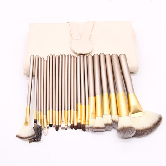 Set de Brochas de Maquillaje con Mango Champagne - 12/18/24 Piezas - Image 6