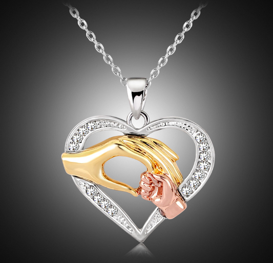 Collar de Corazón con Cadena para Parejas - Cristal Coreano 3 Colores