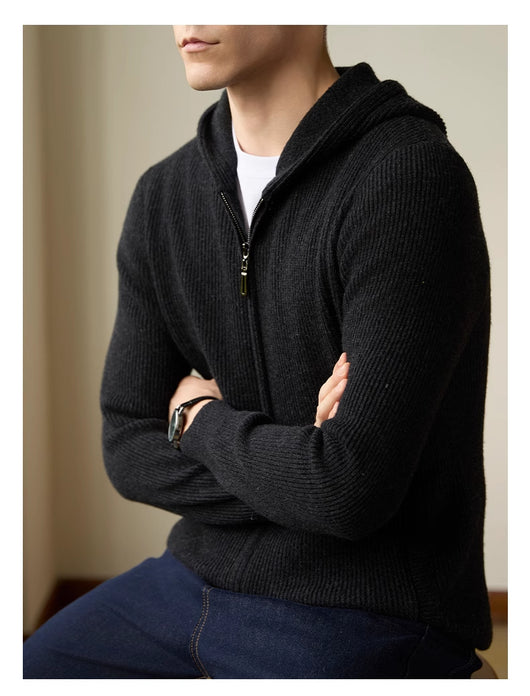 Cardigan de Lana Pura con Capucha para Hombre - Suéter Otoño Invierno - Image 6