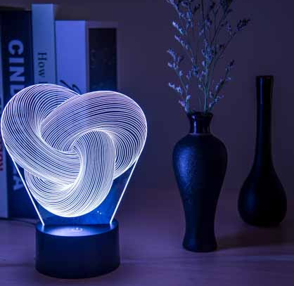 Lámpara de Mesa LED 3D Abstracta Táctil y Multicolor