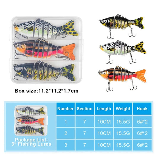 Kit de 3 Señuelos Artificiales Articulados para Pesca - Image 3