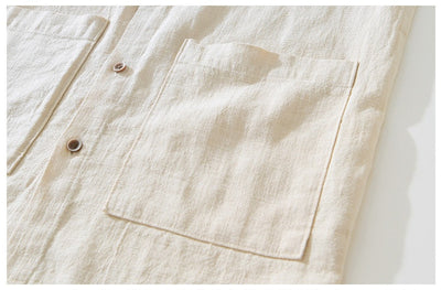 Camisa Ligera de Algodón, Lino y Ramio con Solapa - Manga Corta - Image 23