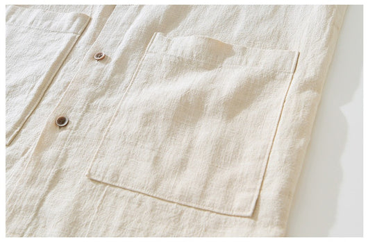 Camisa Ligera de Algodón, Lino y Ramio con Solapa - Manga Corta - Image 23