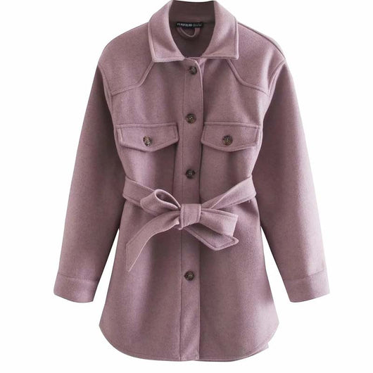 Chaqueta Tipo Camisa Cinturada para Mujer - Abrigo Ligero Otoño Invierno - Image 7