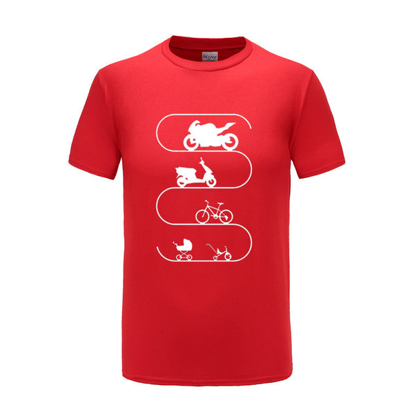 Playera Motociclista Retro Monocromática Cuello Redondo Manga Corta