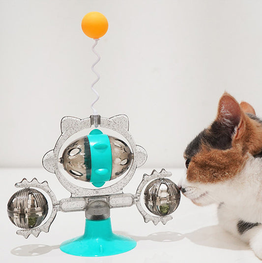 Juguete Interactivo para Gatos con Pelota Dispensadora y Ventosa