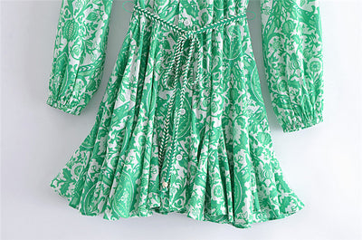 Vestido Camisero Estampado con Cordones Reforzados para Mujer - Image 8