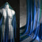 Tela de Malla Degradado Láser Brillante Azul Diamante Perspectiva