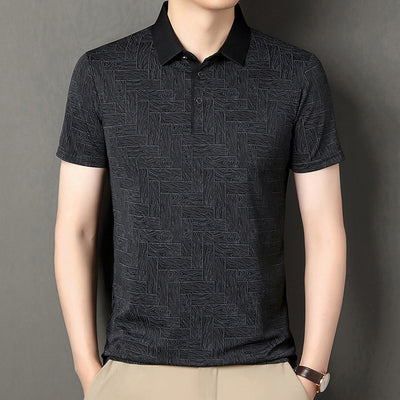 Camiseta Fresca de Seda de Hielo con Estampado Moderno para Hombre - Image 6
