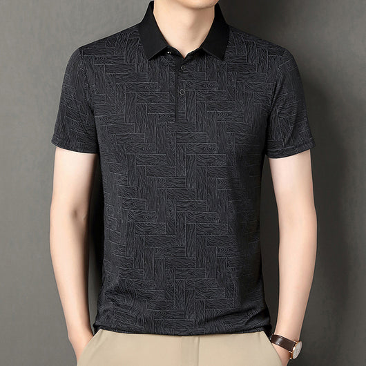 Camiseta Fresca de Seda de Hielo con Estampado Moderno para Hombre - Image 6