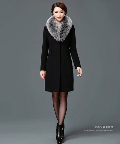 Abrigo de Lana para Mujer con Cuello de Piel - Image 6