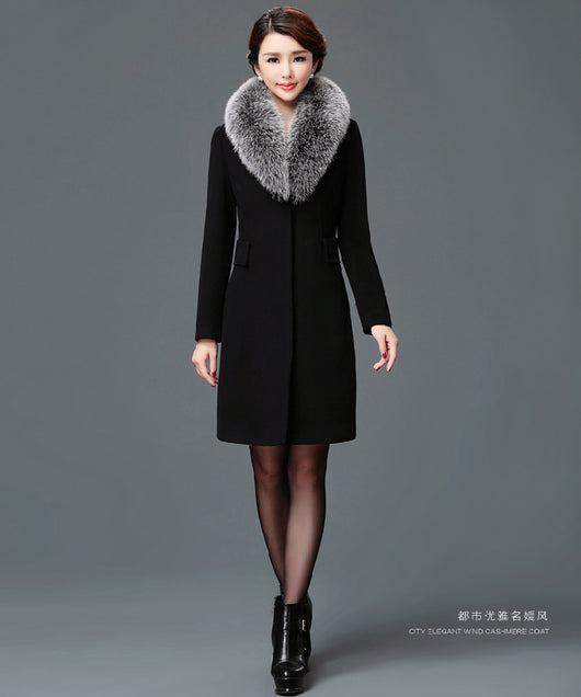 Abrigo de Lana para Mujer con Cuello de Piel - Image 6