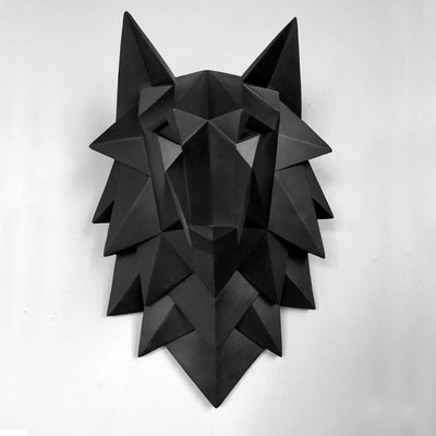 Escultura Abstracta de Cabeza de Lobo 3D - Decoración de Resina Artesanal para Pared - Image 5