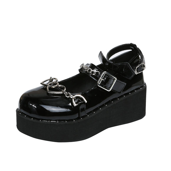 Tacones Mary Jane con Plataforma Elevadora y Cadena para Mujer