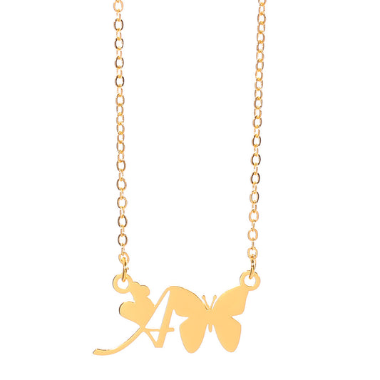 Collar Colgante Mariposa con Inicial Personalizada