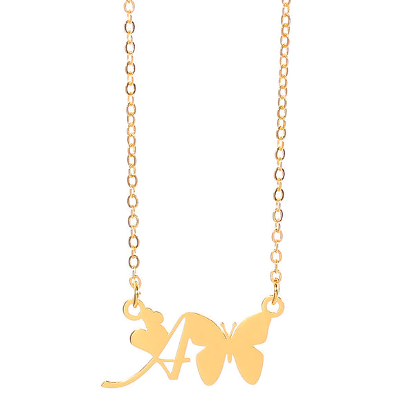 Collar Colgante Mariposa con Inicial Personalizada