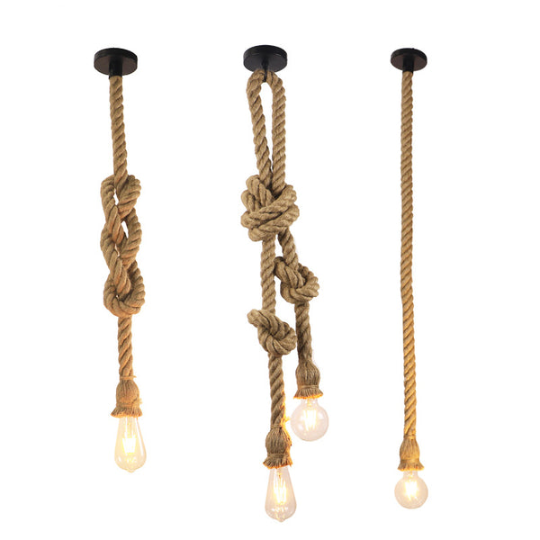 Lámpara Colgante Industrial de Cuerda de Cáñamo - Diseño Retro Loft