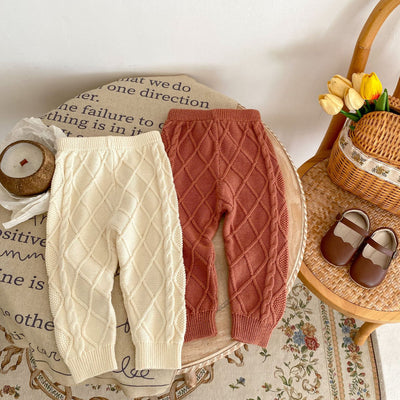 Pantalones Largos Tejidos con Patrón Rombo para Bebés Niños y Niñas - Image 9