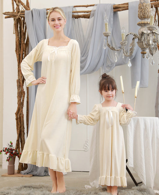 Camisón de Princesa para Niña y Mamá - Terciopelo Cálido para Otoño-Invierno - Image 5