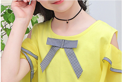 Conjunto Infantil Hombros Descubiertos - Blusa Corta y Short Moderno - Image 7