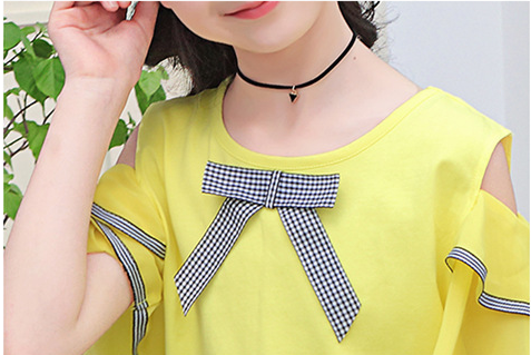 Conjunto Infantil Hombros Descubiertos - Blusa Corta y Short Moderno - Image 7