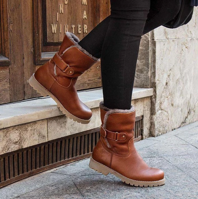 Botas Medianas Cómodas de Punta Redonda para Mujer Tallas Grandes - Image 5