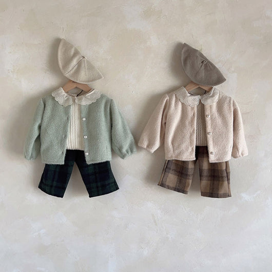 Blusa Infantil de Algodón Grueso con Cuello de Encaje - Image 5