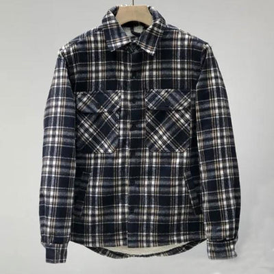Chaqueta Camisa de Lana Acolchada a Cuadros para Hombre - Image 8