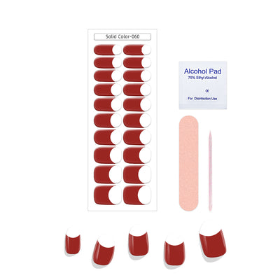 Pegatinas de Uñas Gel Francés Semicocidas Impermeables Color Sólido - Image 20