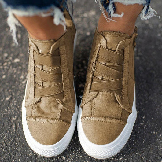 Zapatos de Lona con Elástico y Tacón Plano - Image 4