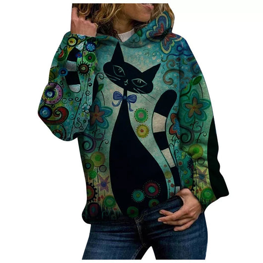 Sudadera con Capucha Estampada Gato 3D - Casual y Cómoda - Image 9