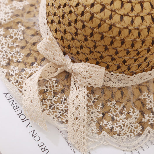 Sombrero de Paja para el Sol con Lazo de Encaje - Image 10