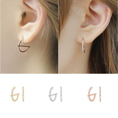 Aretes de Plata Esterlina S925 Coreanos con Circonita - Diseño Geométrico Minimalista Chic