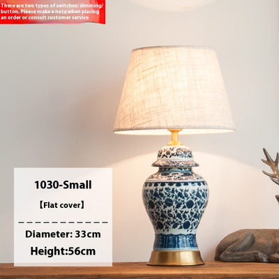 Lámpara de Mesita Porcelana Azul y Blanco Estilo Chino para Dormitorio - Image 7