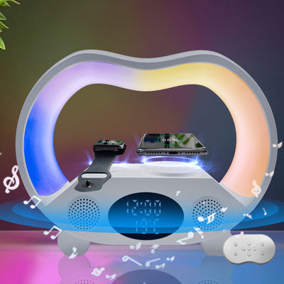 Lámpara LED Inteligente 6 en 1 con Control Remoto Bluetooth, Cargador Inalámbrico y Altavoz - Image 5