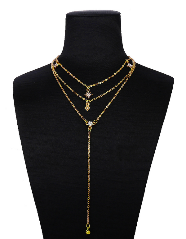 Collar Multicapas Luna y Estrellas Set Cadena para Suéter - Image 5